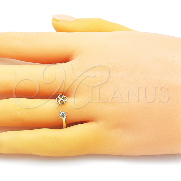 Gold Filled Ring — Multi Stone Ring Four-leaf Clover Design with White — alternate product view — SKU 150696 | Oro Laminado anillo — Multi Stone Ring Four-leaf Clover diseño with blanco — SKU 150696