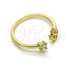 Oro Laminado Multi Stone Ring, Gold Filled Style Four-leaf Clover Design, with White Cubic Zirconia, Polished, Golden Finish, 01.284.0079 (One size fits all)