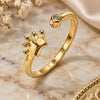 Oro Laminado Multi Stone Ring, Gold Filled Style Crown Design, with White Cubic Zirconia, Polished, Golden Finish, 01.284.0081 (One size fits all)