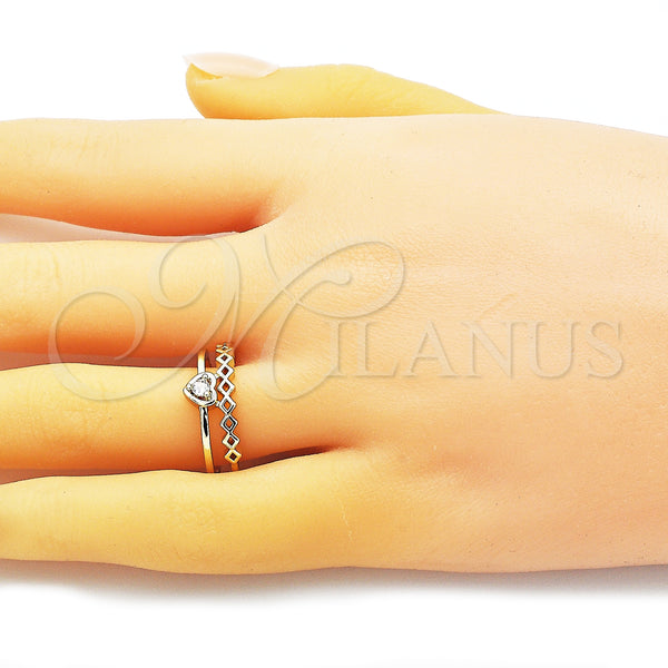Gold Filled Ring — Multi Stone Ring Heart Design with White Cubic — alternate product view — SKU 150701 | Oro Laminado anillo — Multi Stone Ring corazón diseño with blanco Cubic — SKU 150701