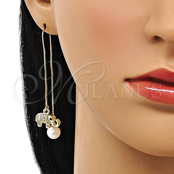 Gold Filled Ring — Threader Earring Elephant Design with White and Black — alternate product view — SKU 150702 | Oro Laminado anillo — Threader Earring Elephant diseño with blanco and negro — SKU 150702