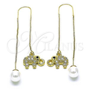 Gold Filled Ring — Threader Earring Elephant Design with White and Black — main product view — SKU 150702 | Oro Laminado anillo — Threader Earring Elephant diseño with blanco and negro — SKU 150702
