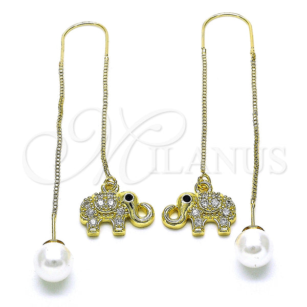 Gold Filled Ring — Threader Earring Elephant Design with White and Black — main product view — SKU 150702 | Oro Laminado anillo — Threader Earring Elephant diseño with blanco and negro — SKU 150702