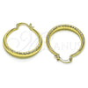 Oro Laminado Medium Hoop, Gold Filled Style Hollow Design, Diamond Cutting Finish, Golden Finish, 02.213.0439.30