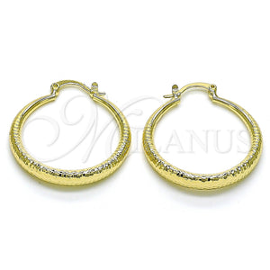 Gold Filled Hoop Earrings — Medium Hoop Hollow Design Diamond Cutting 02. — main product view — SKU 150703 | Oro Laminado aretes de aro — Medium Hoop Hollow diseño Diamond Cutting 02. — SKU 150703