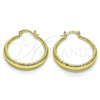 Oro Laminado Medium Hoop, Gold Filled Style Hollow Design, Diamond Cutting Finish, Golden Finish, 02.213.0439.30