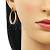 Oro Laminado Medium Hoop, Gold Filled Style Hollow Design, Diamond Cutting Finish, Tricolor, 02.213.0439.1.30