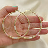 Oro Laminado Extra Large Hoop, Gold Filled Style Hollow Design, Diamond Cutting Finish, Tricolor, 02.213.0439.1.70