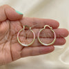 Oro Laminado Medium Hoop, Gold Filled Style Hollow Design, Diamond Cutting Finish, Tricolor, 02.213.0440.1.30