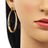 Oro Laminado Large Hoop, Gold Filled Style Hollow Design, Diamond Cutting Finish, Golden Finish, 02.213.0441.50