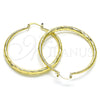 Oro Laminado Large Hoop, Gold Filled Style Hollow Design, Diamond Cutting Finish, Golden Finish, 02.213.0441.50