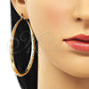 Oro Laminado Extra Large Hoop, Gold Filled Style Hollow Design, Diamond Cutting Finish, Golden Finish, 02.213.0441.70