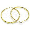 Oro Laminado Extra Large Hoop, Gold Filled Style Hollow Design, Diamond Cutting Finish, Golden Finish, 02.213.0441.70