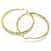 Oro Laminado Extra Large Hoop, Gold Filled Style Hollow Design, Diamond Cutting Finish, Golden Finish, 02.213.0441.70