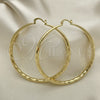 Oro Laminado Extra Large Hoop, Gold Filled Style Hollow Design, Diamond Cutting Finish, Golden Finish, 02.213.0441.70