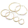 Oro Laminado Medium Hoop, Gold Filled Style Hollow Design, Diamond Cutting Finish, Tricolor, 02.213.0441.1.30 for wholesale, additional product view 7