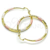 Oro Laminado Large Hoop, Gold Filled Style Hollow Design, Diamond Cutting Finish, Tricolor, 02.213.0441.1.50 for wholesale, additional product view 5