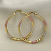 Oro Laminado Large Hoop, Gold Filled Style Hollow Design, Diamond Cutting Finish, Tricolor, 02.213.0441.1.50