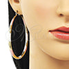 Oro Laminado Extra Large Hoop, Gold Filled Style Hollow Design, Diamond Cutting Finish, Tricolor for wholesale, additional product view 2