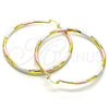 Oro Laminado Extra Large Hoop, Gold Filled Style Hollow Design, Diamond Cutting Finish, Tricolor for wholesale, additional product view 5