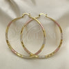 Oro Laminado Extra Large Hoop, Gold Filled Style Hollow Design, Diamond Cutting Finish, Tricolor for wholesale, additional product view 6