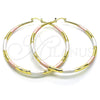 Oro Laminado Extra Large Hoop, Gold Filled Style Hollow Design, Diamond Cutting Finish, Tricolor for wholesale, main product view