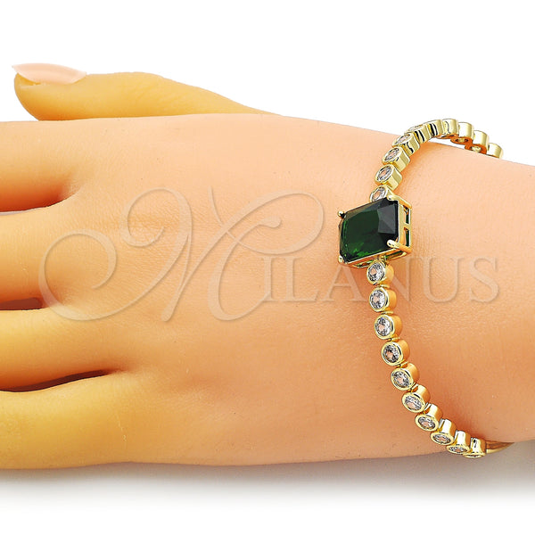 Gold Filled Jewelry — Individual Bangle with Green and White Cubic Zirconia — alternate product view — SKU 150721 | Oro Laminado joyería — Individual Bangle with Green and blanco Cubic Zirconia — SKU 150721