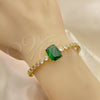Oro Laminado Individual Bangle, Gold Filled Style with Green and White Cubic Zirconia, Polished, Golden Finish, 07.341.0039 (05 MM Thickness, One size fits all)