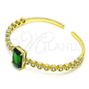 Oro Laminado Individual Bangle, Gold Filled Style with Green and White Cubic Zirconia, Polished, Golden Finish, 07.341.0039 (05 MM Thickness, One size fits all)