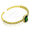 Oro Laminado Individual Bangle, Gold Filled Style with Green and White Cubic Zirconia, Polished, Golden Finish, 07.341.0039 (05 MM Thickness, One size fits all)