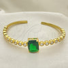 Oro Laminado Individual Bangle, Gold Filled Style with Green and White Cubic Zirconia, Polished, Golden Finish, 07.341.0039 (05 MM Thickness, One size fits all)