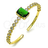 Oro Laminado Individual Bangle, Gold Filled Style with Green and White Cubic Zirconia, Polished, Golden Finish, 07.341.0039 (05 MM Thickness, One size fits all)
