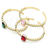 Oro Laminado Individual Bangle, Gold Filled Style with Green and White Cubic Zirconia, Polished, Golden Finish, 07.341.0039 (05 MM Thickness, One size fits all)