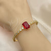 Oro Laminado Individual Bangle, Gold Filled Style with Garnet and White Cubic Zirconia, Polished, Golden Finish, 07.341.0039.1 (05 MM Thickness, One size fits all)