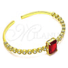 Oro Laminado Individual Bangle, Gold Filled Style with Garnet and White Cubic Zirconia, Polished, Golden Finish, 07.341.0039.1 (05 MM Thickness, One size fits all)