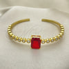 Oro Laminado Individual Bangle, Gold Filled Style with Garnet and White Cubic Zirconia, Polished, Golden Finish, 07.341.0039.1 (05 MM Thickness, One size fits all)