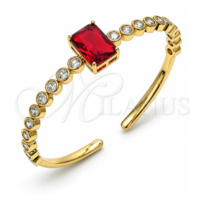 Oro Laminado Individual Bangle, Gold Filled Style with Garnet and White Cubic Zirconia, Polished, Golden Finish, 07.341.0039.1 (05 MM Thickness, One size fits all)