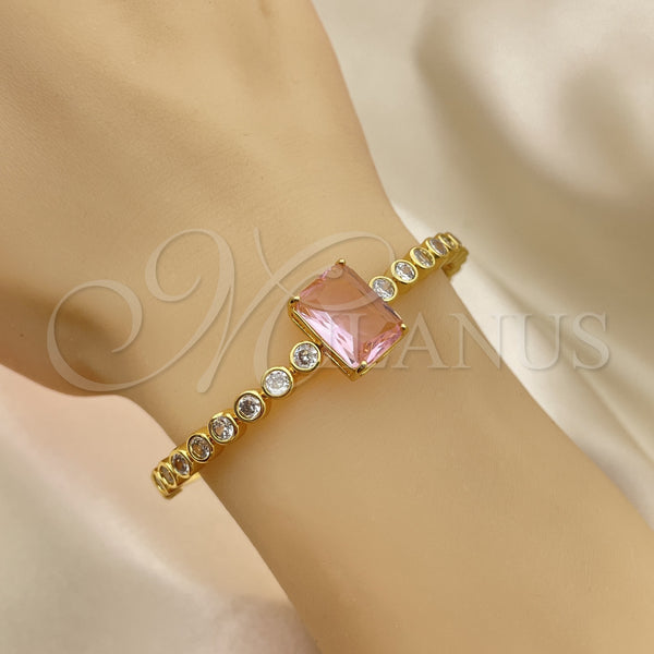 Gold Filled Jewelry — Individual Bangle with Pink and White Cubic Zirconia — main product view — SKU 150723 | Oro Laminado joyería — Individual Bangle with Pink and blanco Cubic Zirconia — SKU 150723