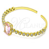Oro Laminado Individual Bangle, Gold Filled Style with Pink and White Cubic Zirconia, Polished, Golden Finish, 07.341.0039.2 (05 MM Thickness, One size fits all)