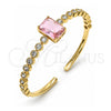 Oro Laminado Individual Bangle, Gold Filled Style with Pink and White Cubic Zirconia, Polished, Golden Finish, 07.341.0039.2 (05 MM Thickness, One size fits all)