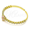 Oro Laminado Individual Bangle, Gold Filled Style Heart Design, with Pink and White Cubic Zirconia, Polished, Golden Finish, 07.341.0040.1 (05 MM Thickness, One size fits all)