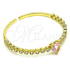 Oro Laminado Individual Bangle, Gold Filled Style Heart Design, with Pink and White Cubic Zirconia, Polished, Golden Finish, 07.341.0040.1 (05 MM Thickness, One size fits all)