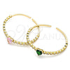 Oro Laminado Individual Bangle, Gold Filled Style Heart Design, with Pink and White Cubic Zirconia, Polished, Golden Finish, 07.341.0040.1 (05 MM Thickness, One size fits all)