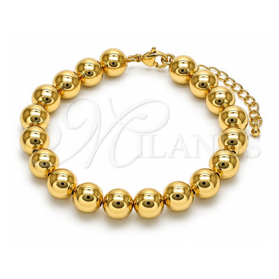 Oro Laminado Fancy Bracelet, Gold Filled Style Ball Design, Polished, Golden Finish, 03.341.0192.08 (10 MM Thickness, 8 Inches Length)