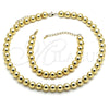 Oro Laminado Necklace and Bracelet, Gold Filled Style Ball Design, Polished, Golden Finish, 06.341.0005