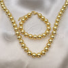 Oro Laminado Necklace and Bracelet, Gold Filled Style Ball Design, Polished, Golden Finish, 06.341.0005