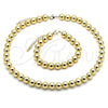 Oro Laminado Necklace and Bracelet, Gold Filled Style Ball Design, Polished, Golden Finish, 06.341.0005