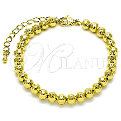 Oro Laminado Fancy Bracelet, Gold Filled Style Ball Design, Polished, Golden Finish, 03.341.0193.07 (06 MM Thickness, 7 Inches Length)