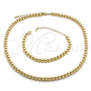 Oro Laminado Necklace and Bracelet, Gold Filled Style Ball Design, Polished, Golden Finish, 06.341.0006