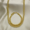 Oro Laminado Necklace and Bracelet, Gold Filled Style Ball Design, Polished, Golden Finish, 06.341.0006